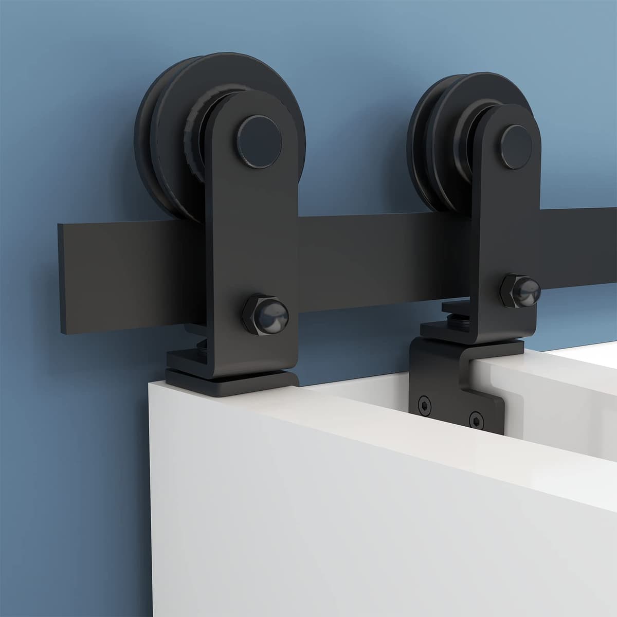 TSMST 76,3 cm/2,5 ft Bi-Fliegue Sistema completo de puerta corredera, ahorro de espacio para 2 puertas, lisa y silenciosa en forma de T (sin puerta) — view 3
