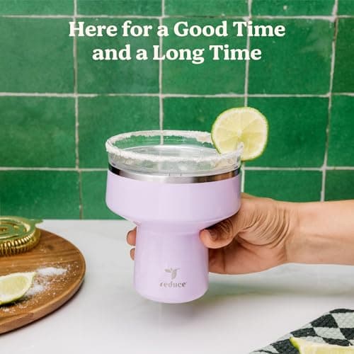 REDUCE Saltini 16 oz Cocktail Tumbler - Insulated Margarita Tumbler with Lid - Keeps Drinks Cold for 10 Hours - 360 Sippable Martini Glass Alternative - Shatterproof, Perfect for Parties - Sea Glass — view 4