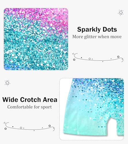 Kinberr Leotards for Girls Gymnastics Kids Pink Blue Biketards Sparkly Bling Sleeveless Athletic Bodysuits with Shorts Size 5-6 — view 2