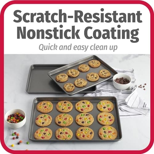 GoodCook Everyday Nonstick Baking Sheet Set, 3 Pack Includes Small (13×9) Medium (15×1) and Large (17×11) Pans Carbon Steel Construction Cookie Sheets Bakeware Set, Gray — view 4