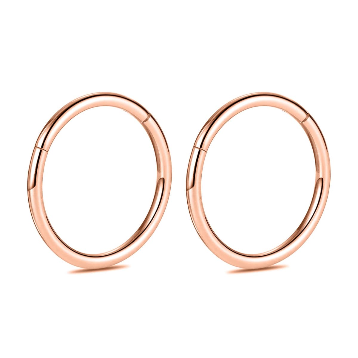 hengkaixuan 2Pcs Titanium Nose Hoop Rings Hinged Segment Clicker Rings Cartilage Helix Lip Tragus Conch Piercing Jewellery Sleeper Earrings Septum Lobe Hoop Earrings — view 7