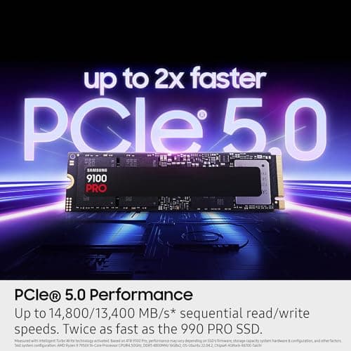 Samsung 9100 PRO Series - 4TB PCIe 5.0 x4, NVMe 2.0, M.2 Internal SSD, Up to 14,800MB/s, Fast Speed, Thermal Contorl, MZ-VAP4T0B/AM [Canada Version] — view 3