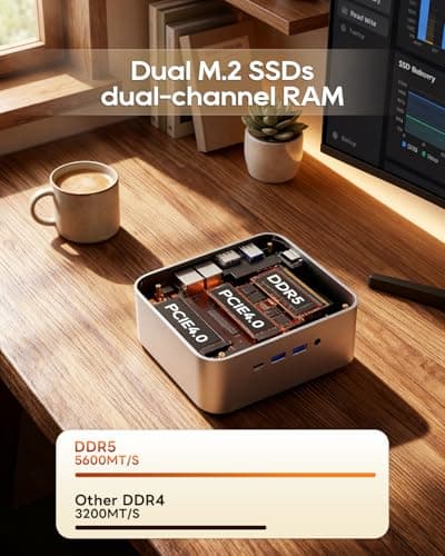 AOOSTAR MACO AMD Ryzen 7 H255 Barebone Mini PC(8C/16T, up to 4.9GHz), Radeon 780M Graphics Mini Computer, Support Four Display, with OCuLink Dual USB4, Support OpenClaw — view 3