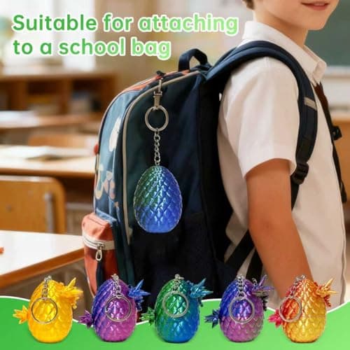 Mini 3D Printed Dragon Eggs with Dragon Inside, Articulated Crystal Dragons 3D Printed Animals Easter Egg Fillers, Easter Basket Stuffers Christmas Fidget Toys Gifts for Kids (12pcs-withkeychain) — view 3
