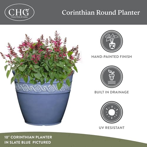 Classic Home and Garden 9413D-060 Corinthian Round Planter, 13", Cast Concrete — view 3