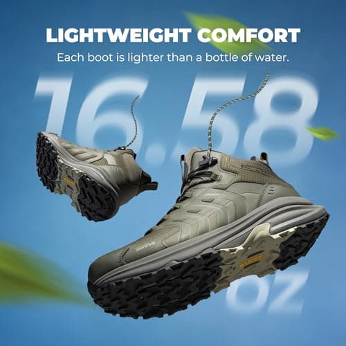 NORTIV 8 Men's Waterproof PRO Hiking Boots Lightweight Outdoor Trekking Camping Climbing Shoes for Everyday Wear Armadillo FieldLite,Size 9.5,Army Green,SNHB26001M — view 5