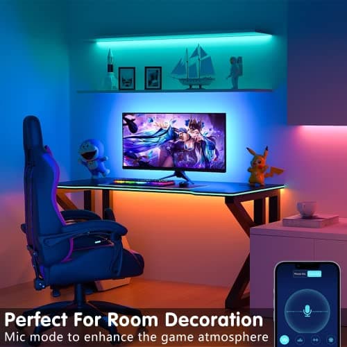 Keepsmile 100ft Led Strip Lights (2 Rolls of 50ft) Bluetooth App Control Led Lights Strip with Remote Music Sync Color Changing RGB Led Lights for Bedroom Room Home Christmas Decor (Lumiere Led 30M) — view 5