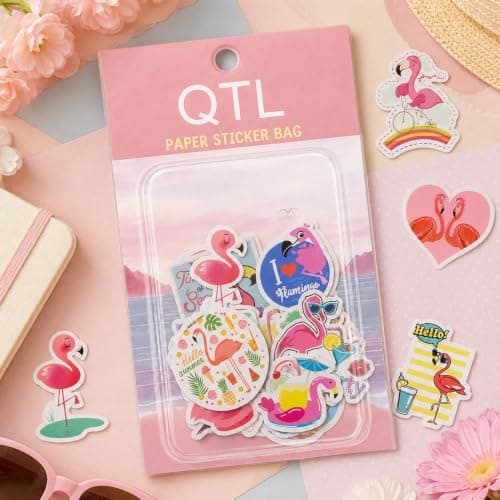 QTL Flamingo Vinyl Cute Stickers for Water Bottles,Laptops and School Supplies,Waterproof Decorative Decals for Kids,Girls,Boys,Teens and Adults,Party Favors,Birthday Gifts(Flamingo 50pcs) — view 5