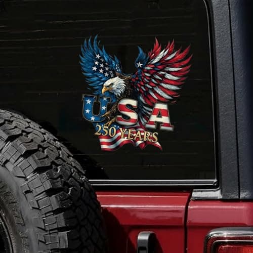 2pcs USA 250th Anniversary Merchandise - Patriotic 1776-2026 Vinyl Car Decals and Bumper Stickers for Cars, Trucks, Vehicles, 250 Years Commemorative Window Decal — view 3