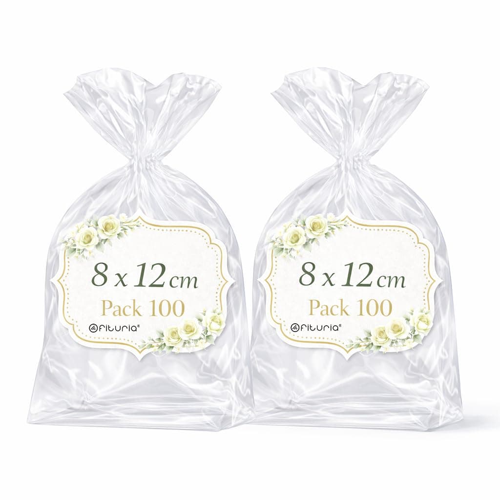 Ofituria Bolsas Celofán Transparente 10 x 15 cm, Bolsas Transparentes para Chuches y Regalos – Bolsas Plastico Transparente para Cumpleaños Infantiles, Galletas y Detalles, 1 Pack (100 Bolsas) — view 40