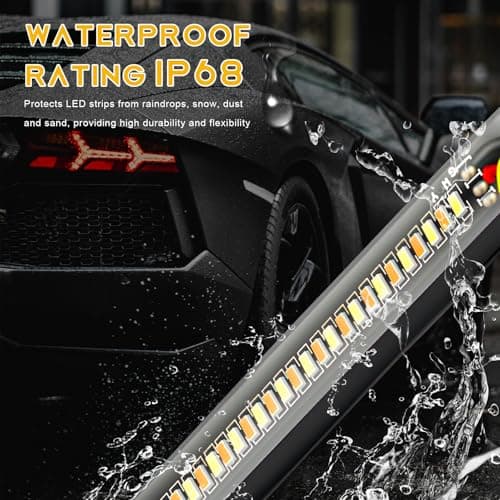 YTFRL 2PCS Motorcycle LED Turn Signal Light, Flexible Switchback Fork Turn Signal Blinkers Waterproof Tail Strips, Dual-Color DRL Daytime Running Light Adjustable Strip Bars for Motorbike — view 5