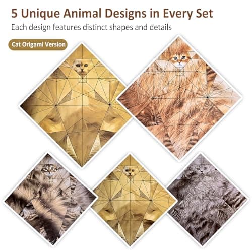 Cute Cat Origami Paper Kit, 3D DIY Paper Cats to Fold, 50 Colorful Sheets, Easy Craft for Beginners, Screen-Free Activity, Desk Decor & Gift for Cat Lovers (动物) — view 2