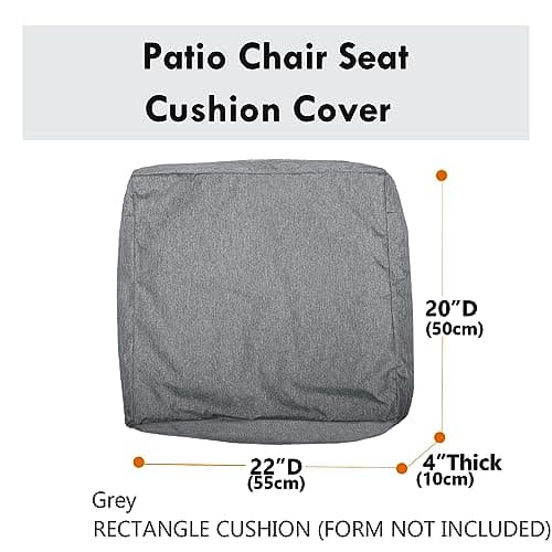 youngseahome Patio Seat Cushion Covers,Washable Slip Covers Replacement,Waterproof Outdoor Furniture Chair Cushion Pillow Seat Cover for Couch,Garden,Sofa,Gray,22"×20"×4"(4 Covers Only) — view 3
