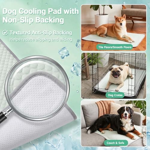 PatiencET Dog Cooling Mat, 28 x 40 in No-Gel Cooling Pad for Medium Dogs, Cool Touch Pet Mat with Ice-Dot Texture, Washable Summer Dog Mat for Crate, Floor, Sofa, Car, Light Green — view 4