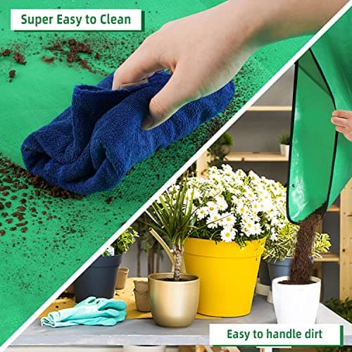 HNXTYAOB 39.5"x 31.5" Large Repotting Mat for Plant Transplanting and Mess Control Thickened Waterproof Potting Tray Plant Gifts for Women Green — view 5