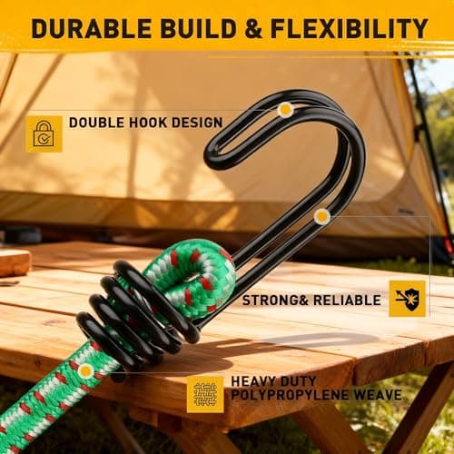 Bungee Cords Heavy Duty Outdoor: 20 Pcs Premium Rubber Bungee Cords with Hooks in a Storage Jar Includes 10", 18", 24", 30", 36", 48" Bungee Cord for Camping, Tent, Fastening Items — view 5