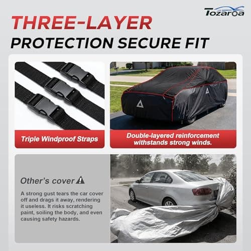 Tozaroa Hail Protector Car Cover for Sedan(Length:186"-203"),Waterproof All-Weather Outdoor Anti Hail Thick Multi-Layered EVA with Sun Visor&Storage Bag for Camry, Model 3, Accord, K5 etc — view 3