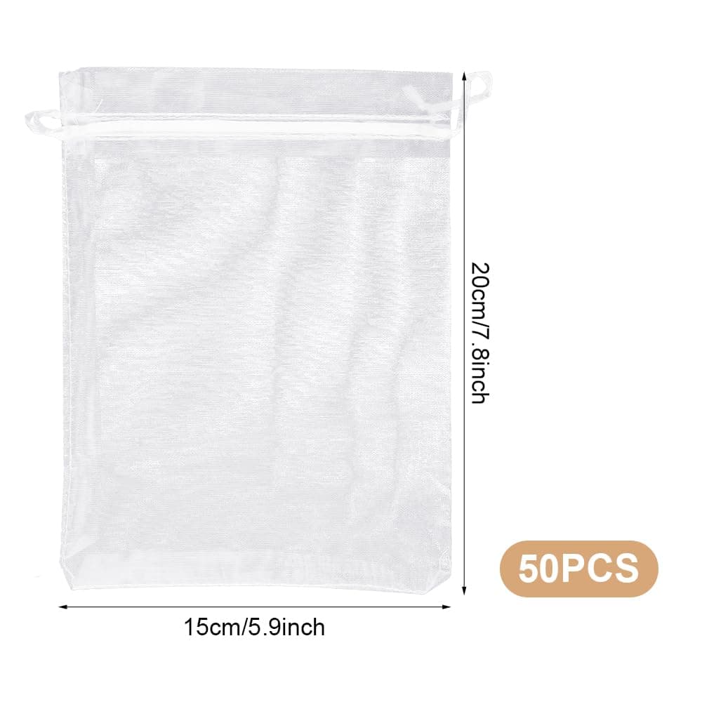 50 Piezas Bolsas Organza, 15x20 cm Bolsitas de Tela Pequeñas, Bolsas de Organza para Regalos, Saquitos de Tela Regalo, Bolsitas de Tul Pequeñas para Bodas, Cumpleaños, Festivales, Fiestas y Navidad — view 2