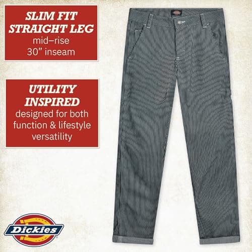 Dickies Women's Casual Slim Fit Carpenter Pant - Non-Stretch - Runs Small, Hickory Stripe, 26 — view 2