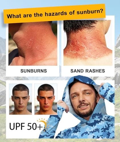 ZITY Men's Sun Protection Printd Shirts Long Sleeve Rash Guard Hoodie UV UPF 50+ Fishing Running Athletic Sweatshirts Blue Sea XL — view 3