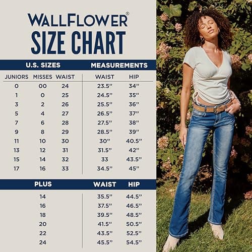 WallFlower Luscious Curvy Bootcut Jeans for Women Mid-Rise Insta Stretch Denim in Petite, Midsize, Plus Size, Juniors Jeans, Twinkle, 20 Plus — view 5