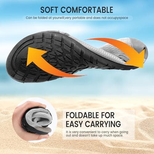 Water Shoes for Women Men Barefoot Beach Swim Aqua Socks Summer Wide Slides Sandals Quick Dry Pool River Sea Sock Shoes (Grey, US Footwear Size System, Adult, Men, Numeric Range, Medium, 5, 6) — view 3