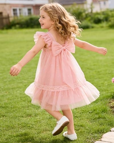 DeeFant Toddler Dress Pink 5T Dresses for Girls Summer Kids Tulle Tutu Wedding Birthday Girl Outfits Sundress Holiday