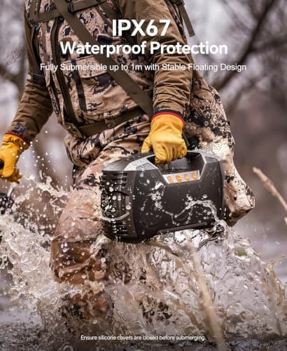 IPX7 Waterproof Outdoor Bluetooth Speaker, Wireless, 90W(Peak), 32H Playtime, Floating Design, Deep Bass & Loud Stereo Sound, Portable with Handle, Rugged for Pool, Beach, Kayaking, Hiking, Dark Brown — view 2
