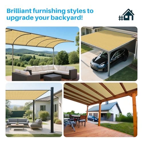 Patio Paradise 15' x 30' Sun Shade Cloth with Grommets Rectangle Shade Sail Canopy Pergola Cover with Straight Edge, UV Block Fabric for Backyard Deck Outdoor Activities, Sand — view 3