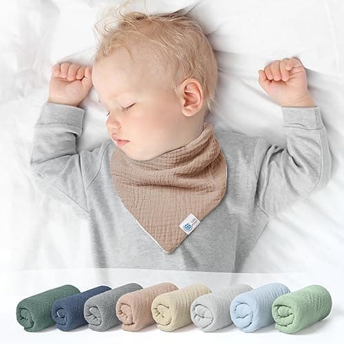 Lulumoon Muslin Baby Bibs 100% Cotton Baby Bandana Drool Bibs for Teething and Drooling, 8 Pack, Seashore — view 3