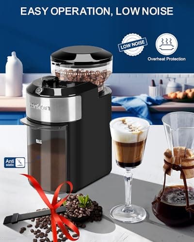 Lonkion Burr Coffee Grinder Electric - Adjustable Burr Grinder with 28 Precise Grind Settings for 12 Cups - Coffee Grinders for Home Use - Professional Coffee Bean Grinder - Stainless Steel — view 4