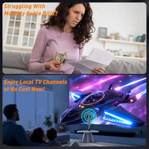 2026 TV Antenna Indoor for Local Channels, Long Range Digital HDTV Antenna Indoor/Outdoor for Smart TV with Magnetic Base, Support 1080p 2K 4K All TVs with 3M Cable — view 4