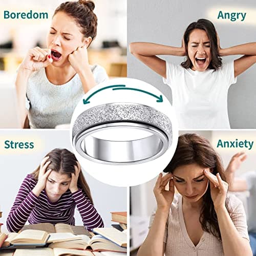 Supcare Anxiety Relieving Fidget Ring Custom Engraved Name Ring Personalized Finger Jewelry with Any Text You Want — view 2