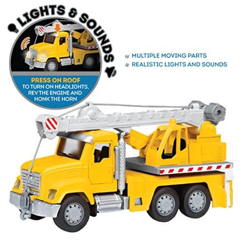 Driven by Battat – 7-Inch Crane Truck Toy with Lights & Sounds, Movable Parts, Construction Vehicle for Boys & Girls, Durable Design, Realistic Details, Gift 3+ Years Toy for Kids — view 8