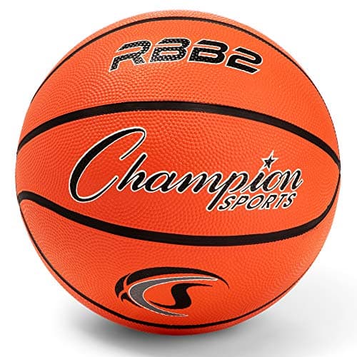 Champion Sports Rubber Junior Basketball, Heavy Duty - Pro Style Basketballs and Sizes - Premium Basketball Equipment, Indoor Outdoor - Physical Education Supplies (Size 5, Orange)