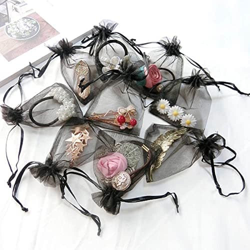 Bezall 100Pcs Black Organza Bags 3x4 Inch, Small Mesh Jewelry Bags Drawstring Gift Bags Wedding Party Favor Halloween Candy Treat Pouches — view 4