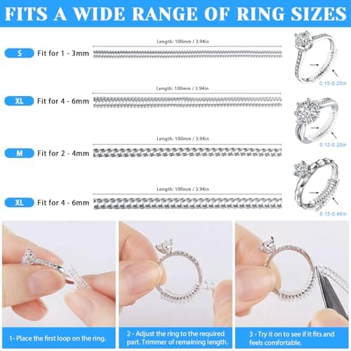 Ramalto Ring Sizers for Loose Rings – 16 Pack Invisible Ring Size Adjusters with Insert & Spiral Guards, Reduce Size by 0.5–1 & Stop Spinning, Fits Bands 1-8mm, Unisex Tighteners No Resizing Needed — view 5