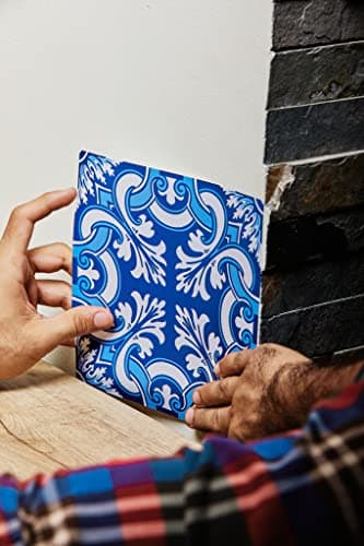 Poromoro Spanish Portuguese Azulejo Style Peel and Stick Backsplash Tile Stickers Set of 16 pcs (11.9, 15) — view 5