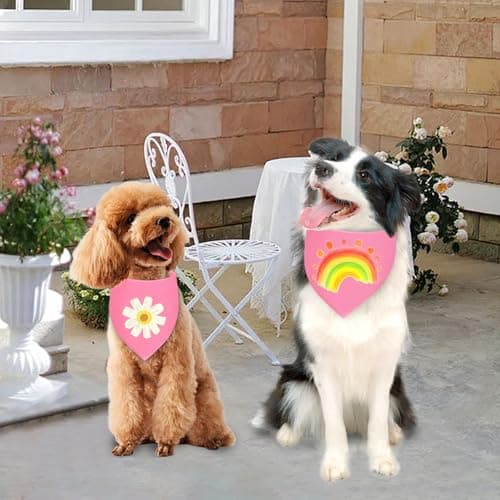 Agroon Blank Dog Bandanas Pink XLarge 1PCS, DIY Solid Cotton Triangle Scarf — view 3
