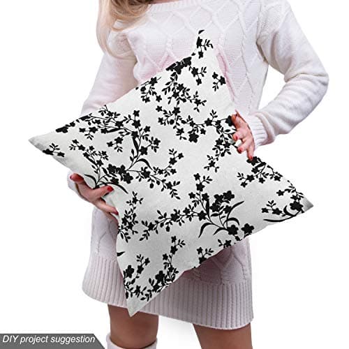 Ambesonne Floral Fabric by The Yard, Victorian Style Curved Flower Baroque Blooms Branches Vintage Motif, Decorative Fabric for Upholstery and Home Accents, 1 Yard, Black and White — view 4