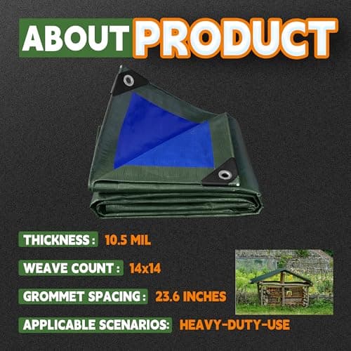 RAINDEWAY 6x8 Feet Tarps Heavy Duty Waterproof 10.5 Mil Outdoor Small Tarp — view 4