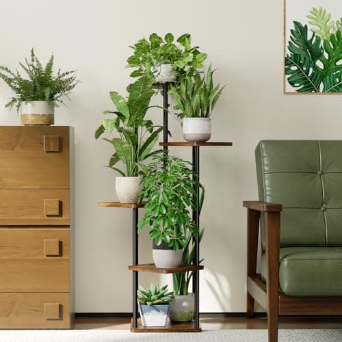 Bamworld 5 Tier 5 Potted Plant Stand Indoor, Tall Metal Plant Shelf for Multiple Plants, Corner Black Flower Pots Shelf for Patio Garden Balcony Living Room Bedroom — view 2