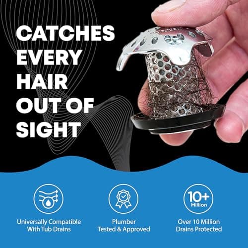 TubShroom Ultra Revolutionary Bath Tub Drain Protector Hair Catcher/Strainer/Snare Stainless Steel, 1-Pack, Silver