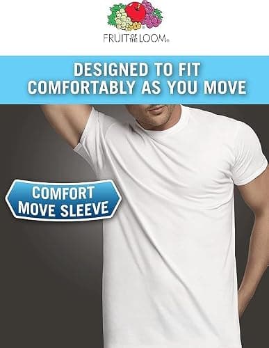 Fruit of the Loom Men's Stay Tucked Crew T-Shirt - Large - White (Pack of 6) — view 5