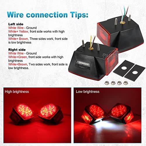 Partsam 12V Submersible Square Led Trailer Light,Red White LED Stop Turn Tail License Brake Running Light Lamp for Trailers Under 80" Boat Trailer Truck Marine Camper RV Snowmobile,IP68,DOT Compliant — view 5