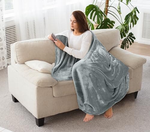 Utopia Bedding Fleece Blanket Throw Size Ash Grey 300GSM Luxury Anti-Static Fuzzy Soft Microfiber Blanket for Couch, Sofa and Bed (50x60 Inch) — view 4