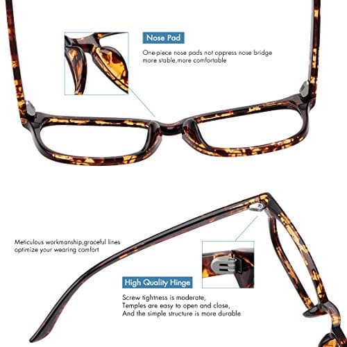 MEETSUN Blue Light Blocking Glasses, Anti Eye Strain Headache (Sleep Better),Computer Reading Glasses UV400 Transparent Lens (Black+Leopard+Tortoise, 53) — view 5