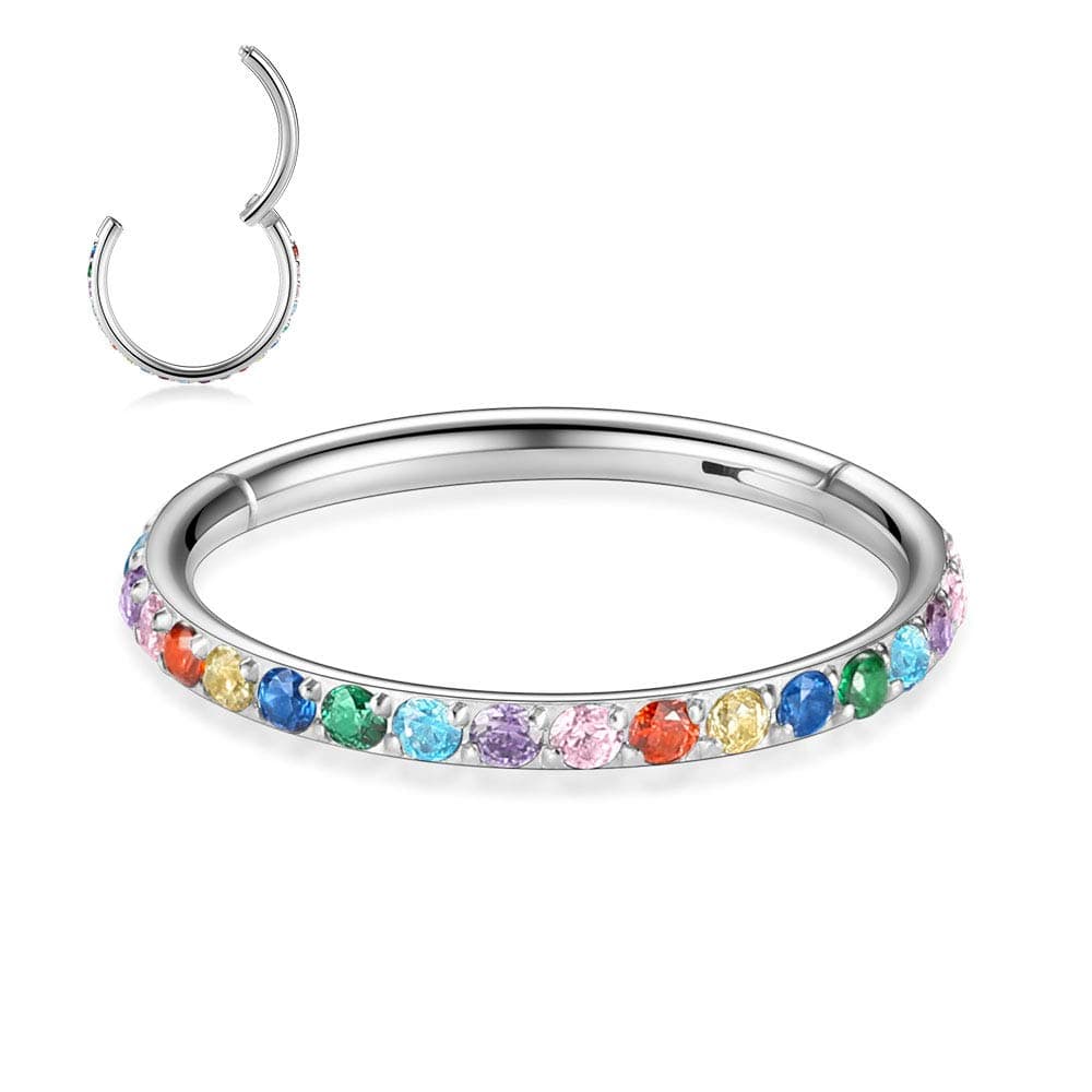 AROWRO 20G 18G 16G 14G CZ Nose Septum Rings Cartilage Conch Earring Hoop 316L Surgical Steel Conch Daith Helix Tragus Piercing Jewelry Septum Clicker for Women Men — view 15