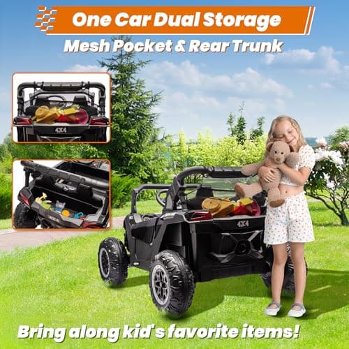 ANRLI 24V Ride on Car 2 Seater Ride on Toys for Big Kids 4WD 4X200W Off-Road Powerful UTV Ride on Truck Electric Vehicle Birthday Gift for Boys & Girls Ages 3-8, Black — view 3