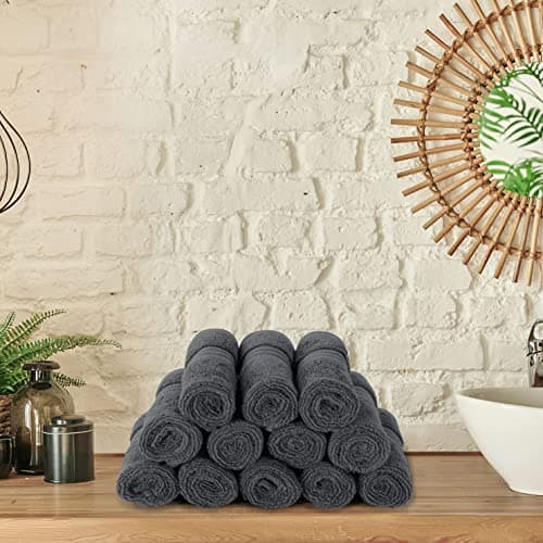 Utopia Towels 12 Pack Premium Wash Cloths Set, 12 by 12 Inches, 100% Cotton Ring Spun, Highly Absorbent and Soft Feel Washcloths for Bathroom, Spa, Gym, and Face, Grey — view 6